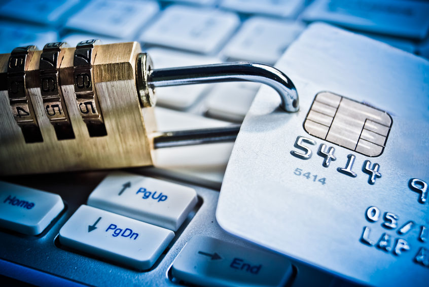 Combination lock attached to a credit card for it security